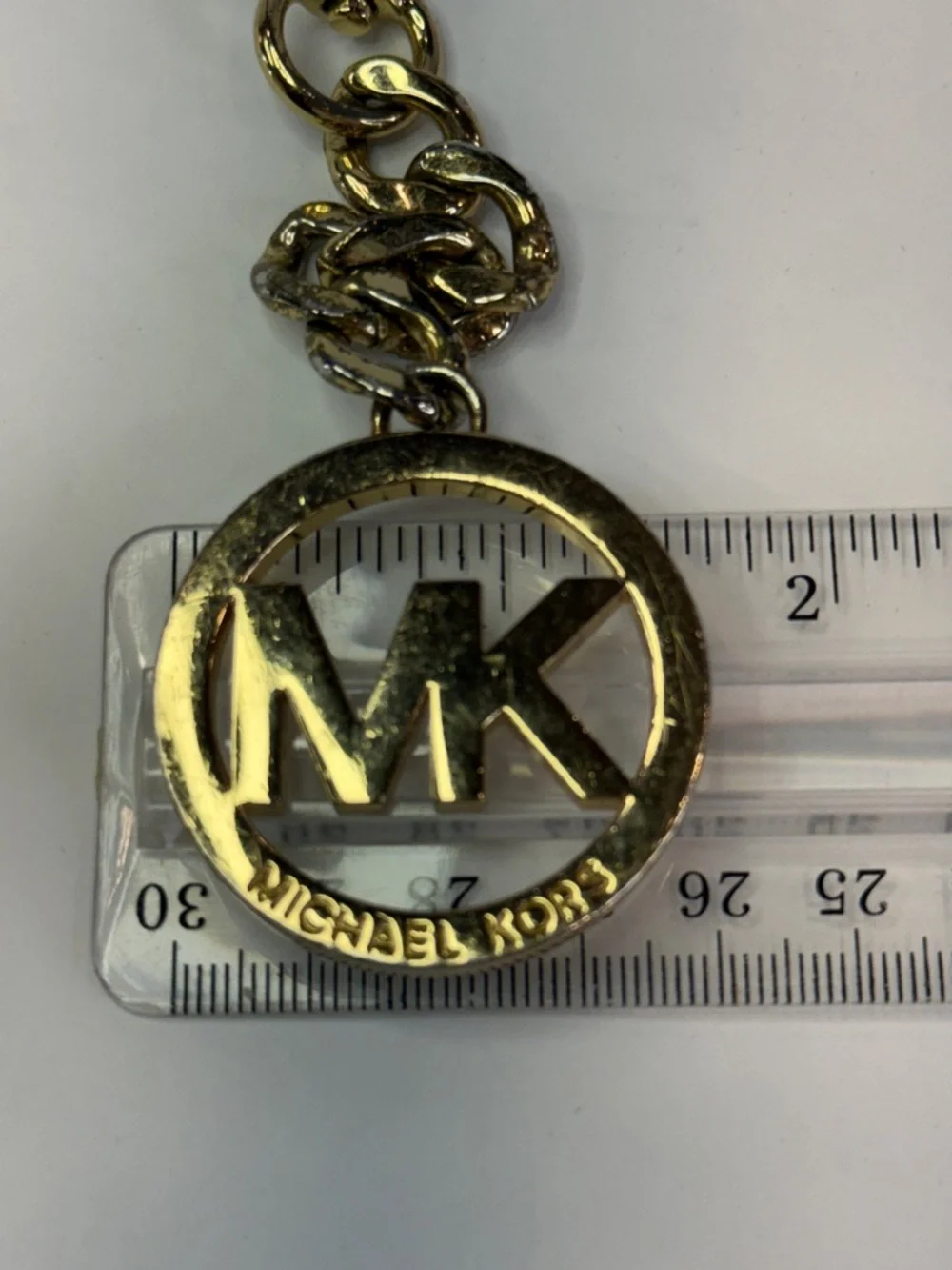 Michael Kors Gold MK Logo Keychain Heavy Chain Bag Charm Luxe - Picture 10 of 16